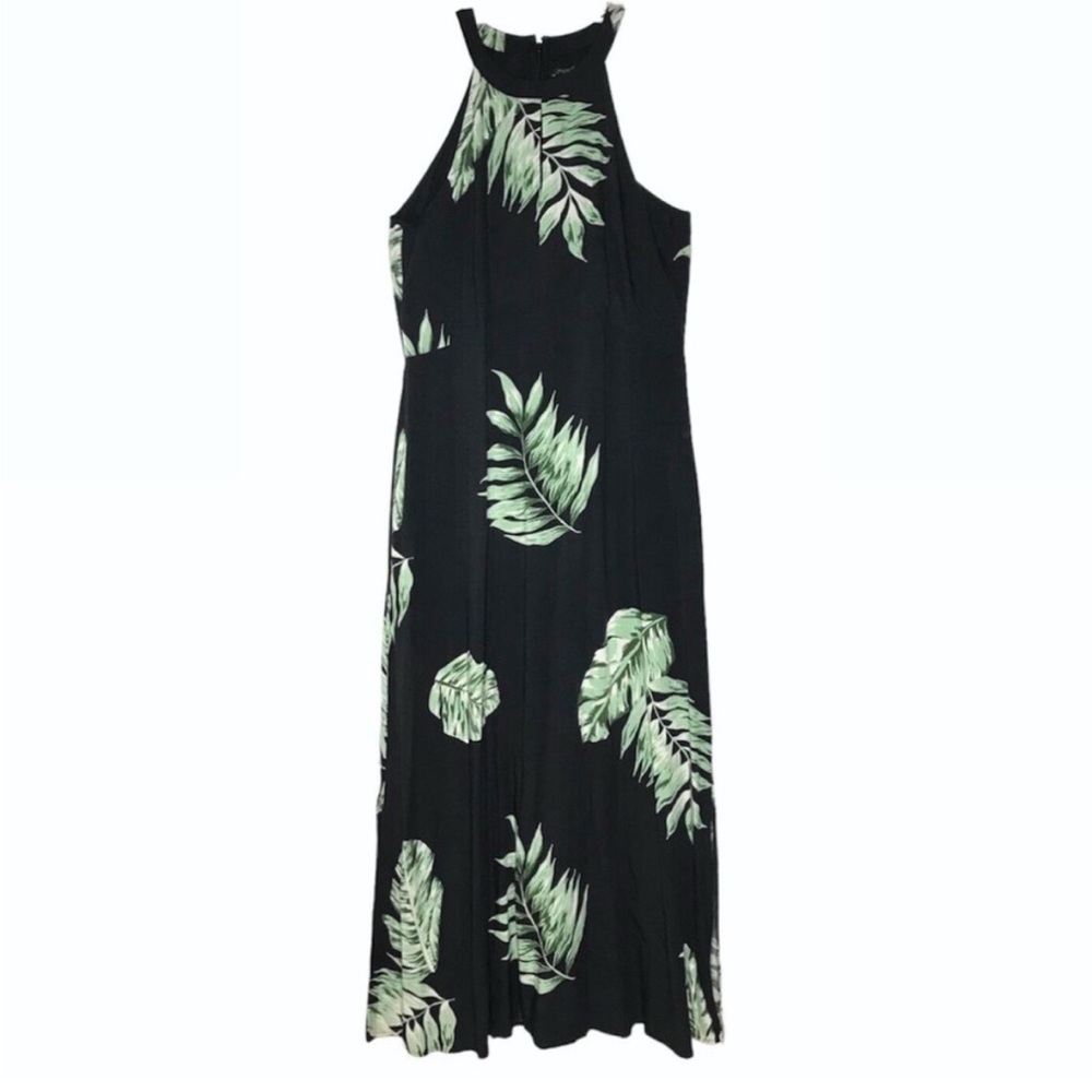 Ann Taylor Black Palm Leaf Maxi Dress – Size 16